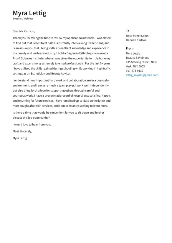 Beauty & wellness cover_letter example