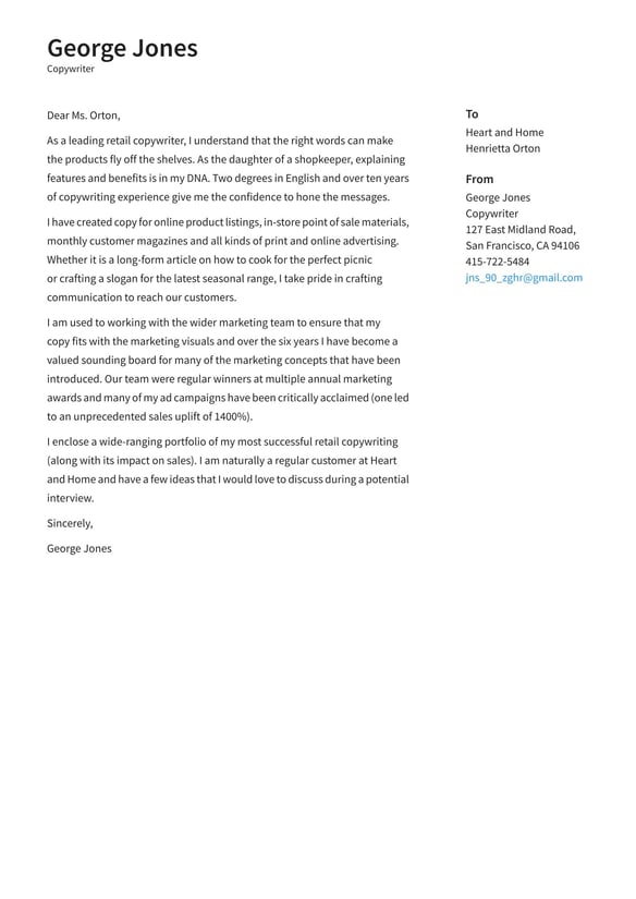 Copywriter cover_letter example