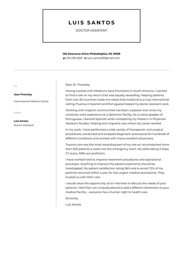 Doctor Assistant  cover_letter example