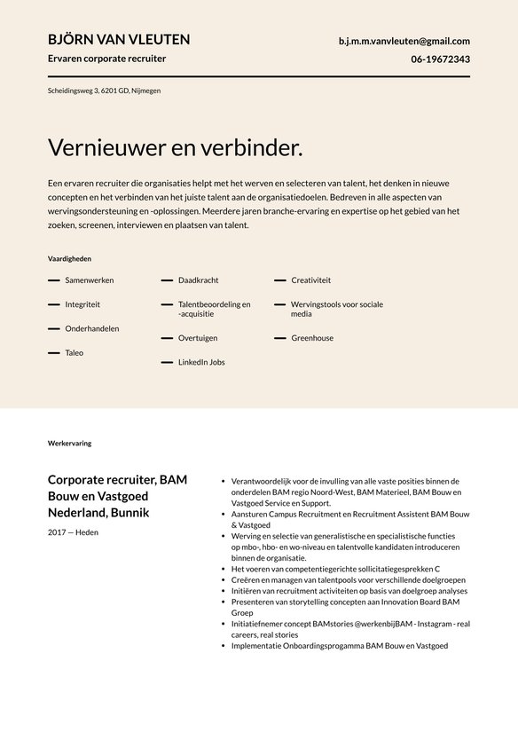 Recruiter resume example