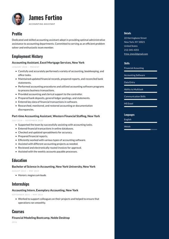 Accounting Assistant resume example