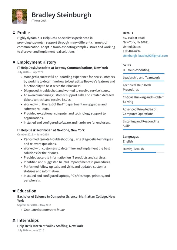 IT Help Desk resume example
