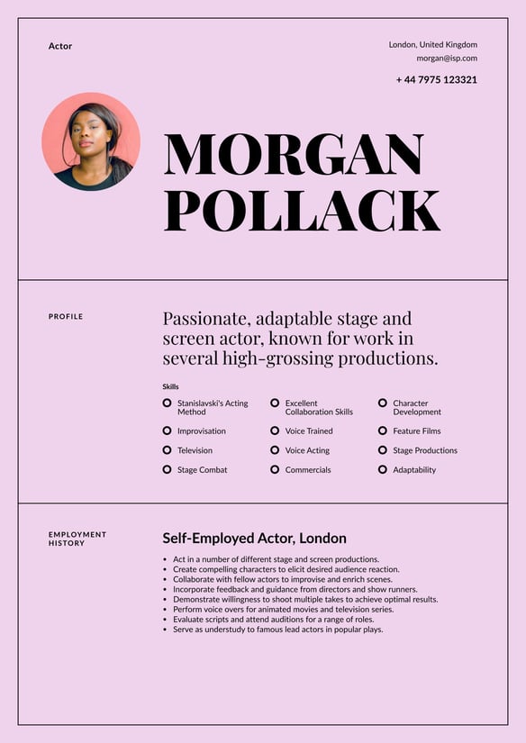 Actor resume example