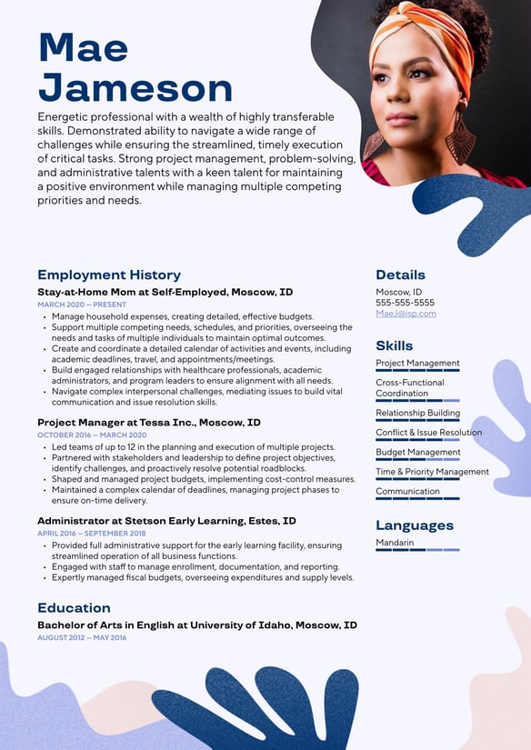 Stay-at-Home Mom resume example