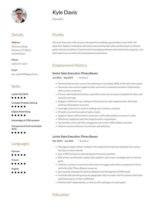 Executive resume example