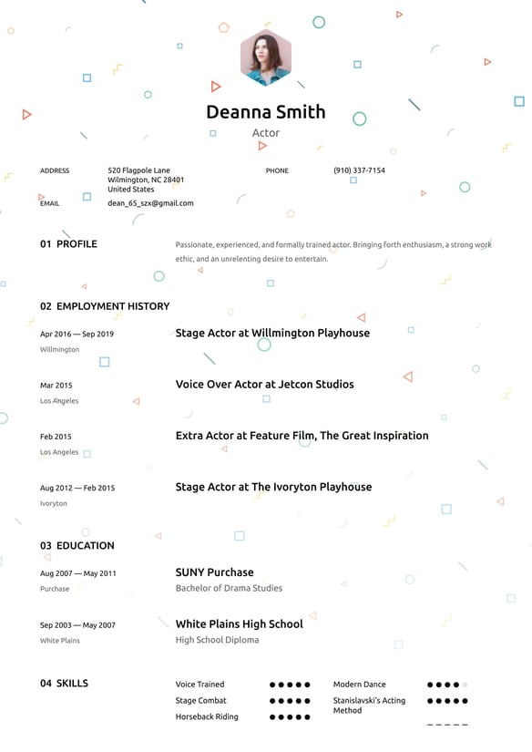 Actor resume example