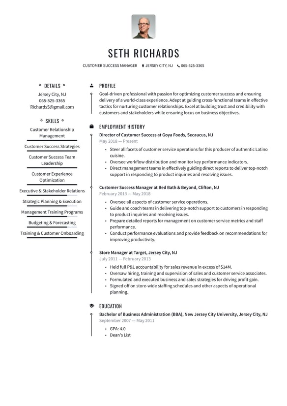 Customer Success Manager resume example