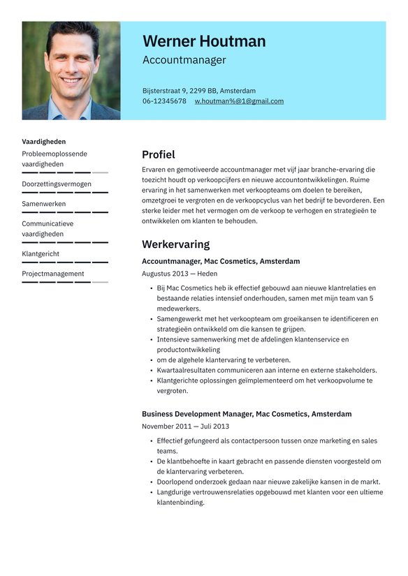 Accountmanager resume example