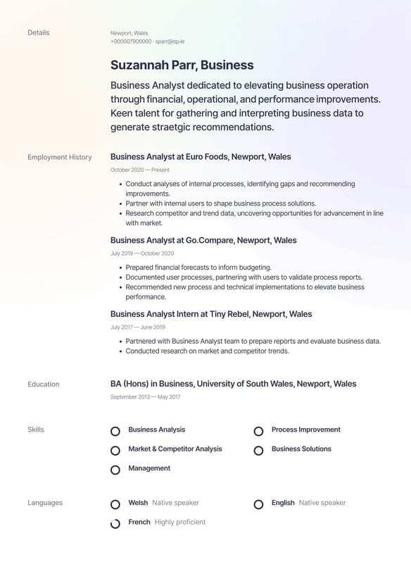 Business resume example