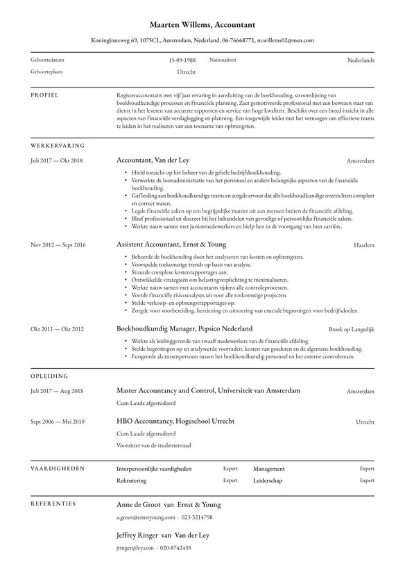 Accountant resume example