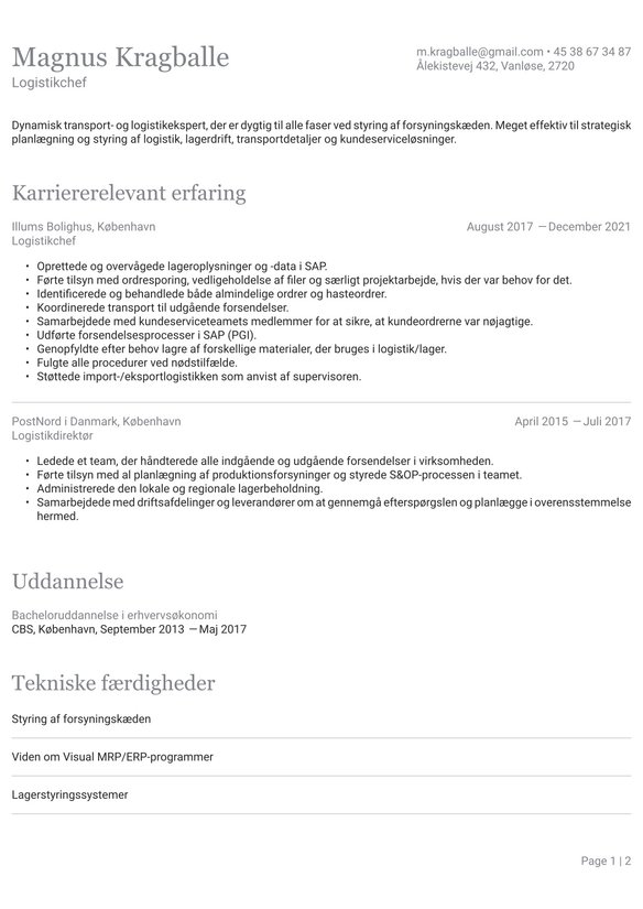 Transport og logistik resume example