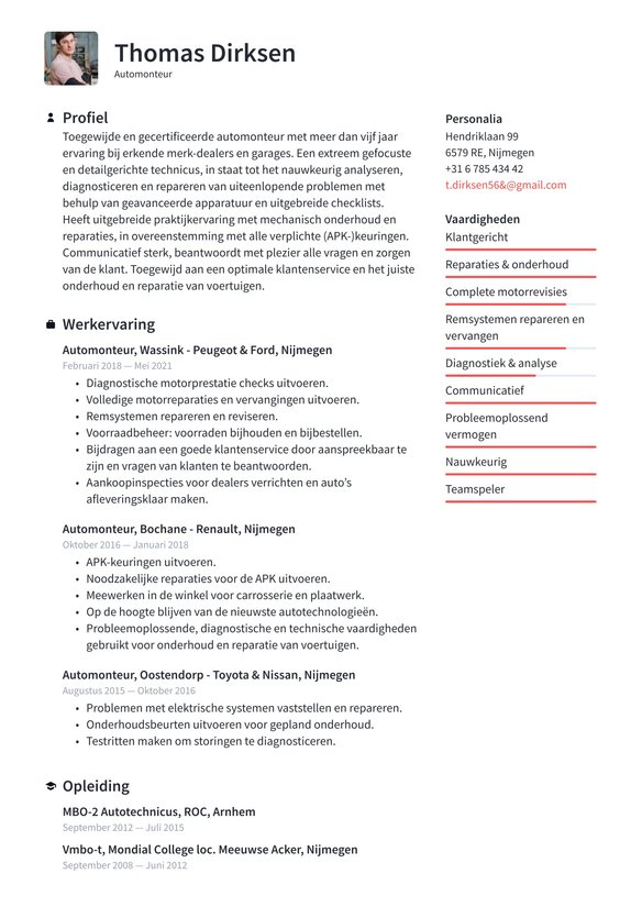 Monteur resume example