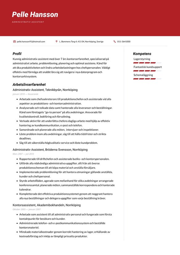 Administrativ Assistent  resume example