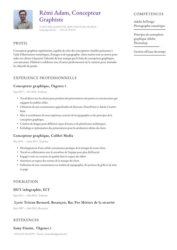 concepteur graphiste resume example