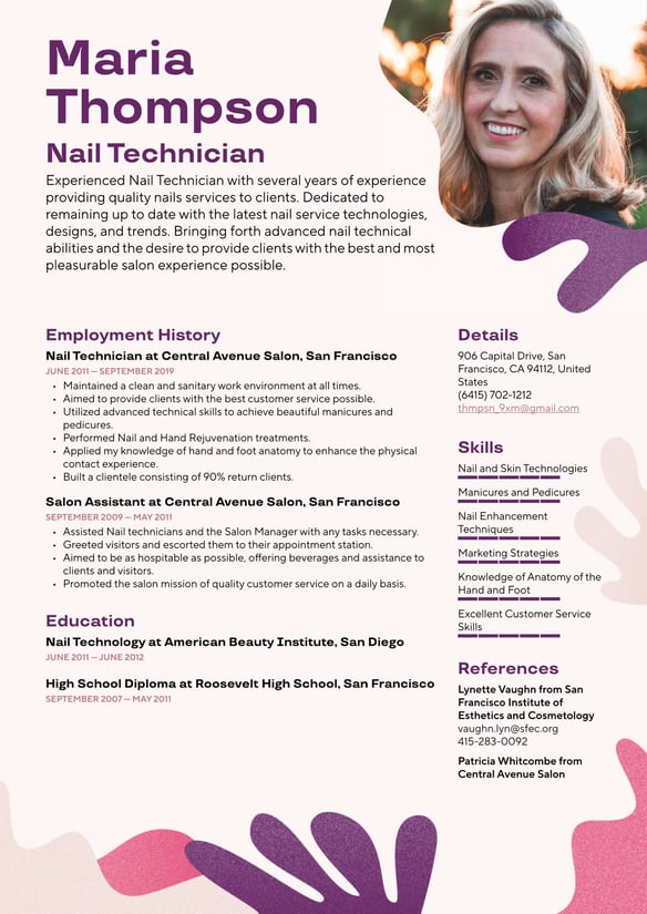 Nail Technician  resume example