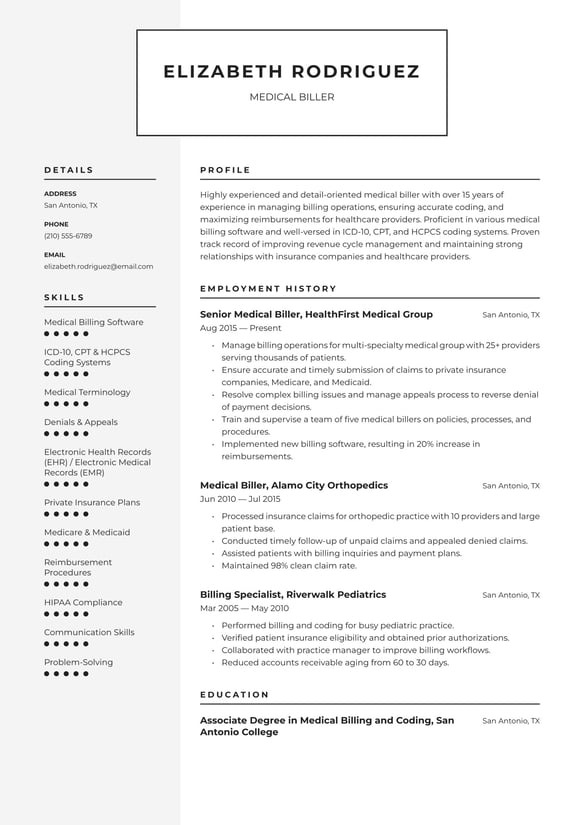 Medical Biller resume example