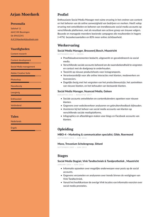 Social Media Manager resume example