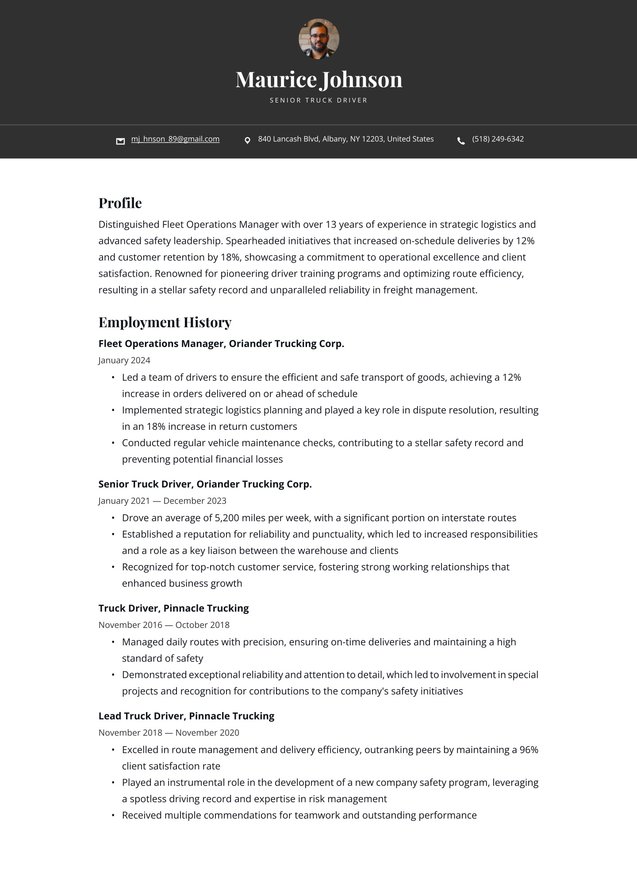Senior-level Truck Driver Translation missing: en.examples.cover_letter_example