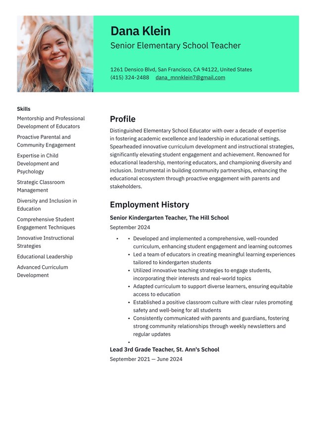Senior-level Elementary School Teacher Translation missing: en.examples.cover_letter_example