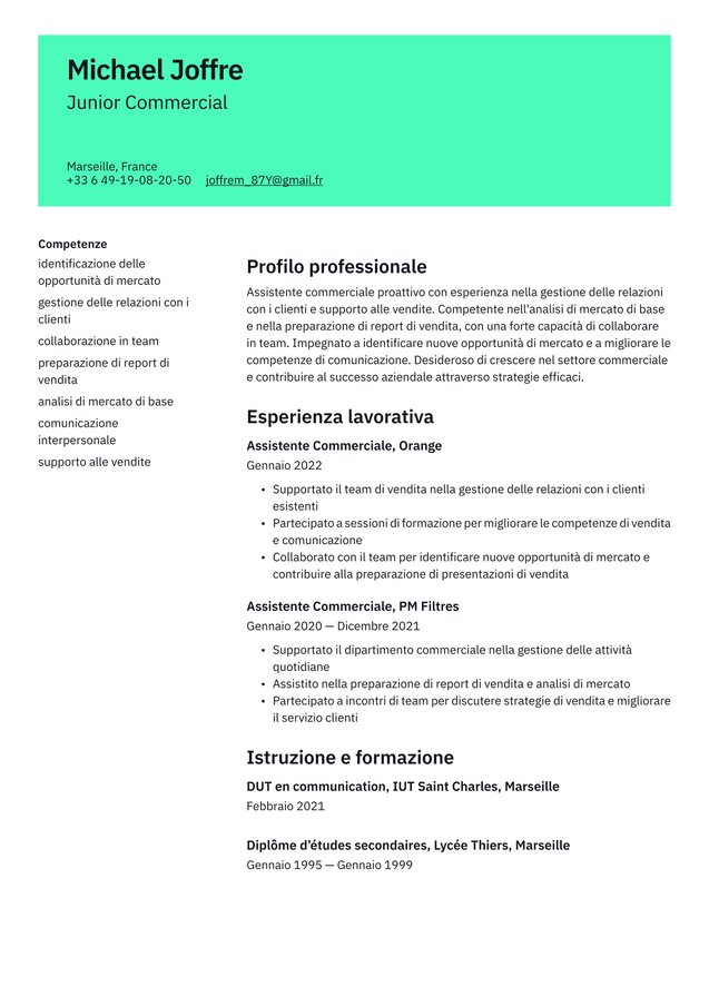 Esperienza minima o nulla curriculum vitae in francese Translation missing: it.examples.cover_letter_example