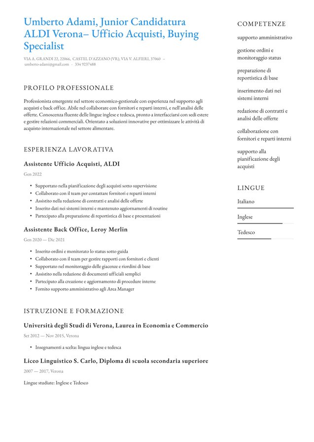 Esperienza minima o nulla ALDI Translation missing: it.examples.cover_letter_example Esperienza minima o nulla ALDI Translation missing: it.examples.cover_letter_example