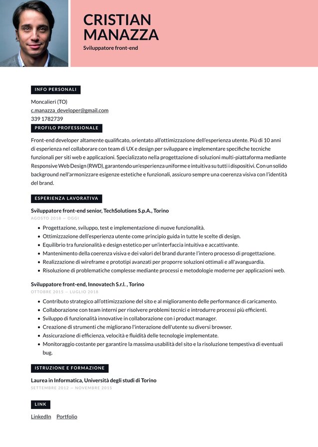 Esperienza intermedia Sviluppatore front-end Translation missing: it.examples.cover_letter_example Esperienza intermedia Sviluppatore front-end Translation missing: it.examples.cover_letter_example
