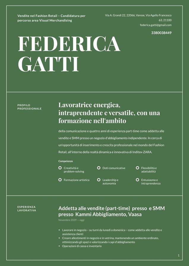 Esperienza intermedia Zara Translation missing: it.examples.cover_letter_example