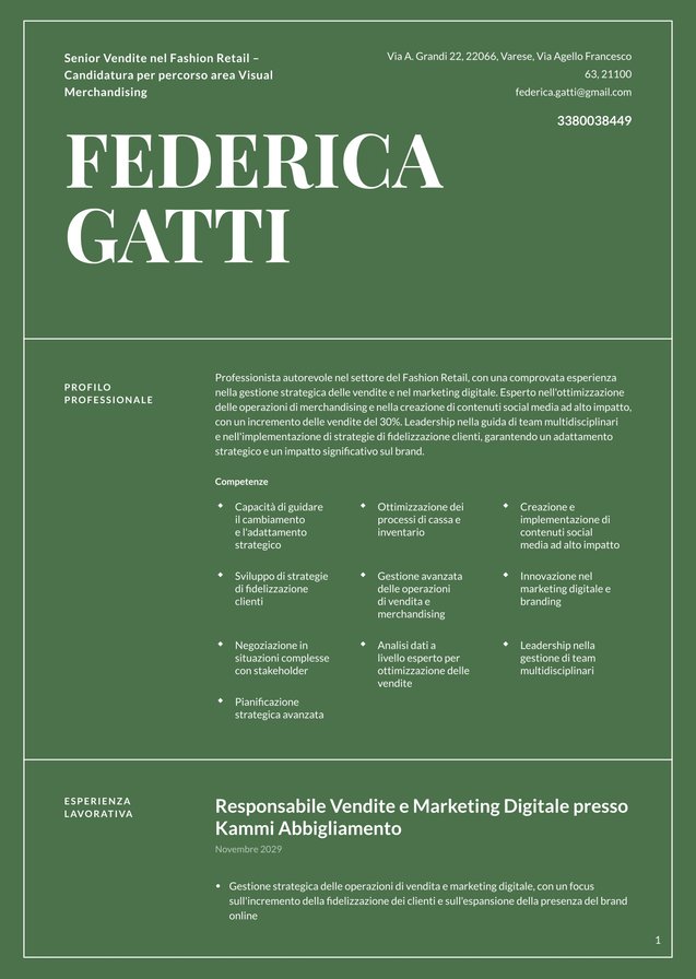 Esperienza avanzata Zara Translation missing: it.examples.cover_letter_example