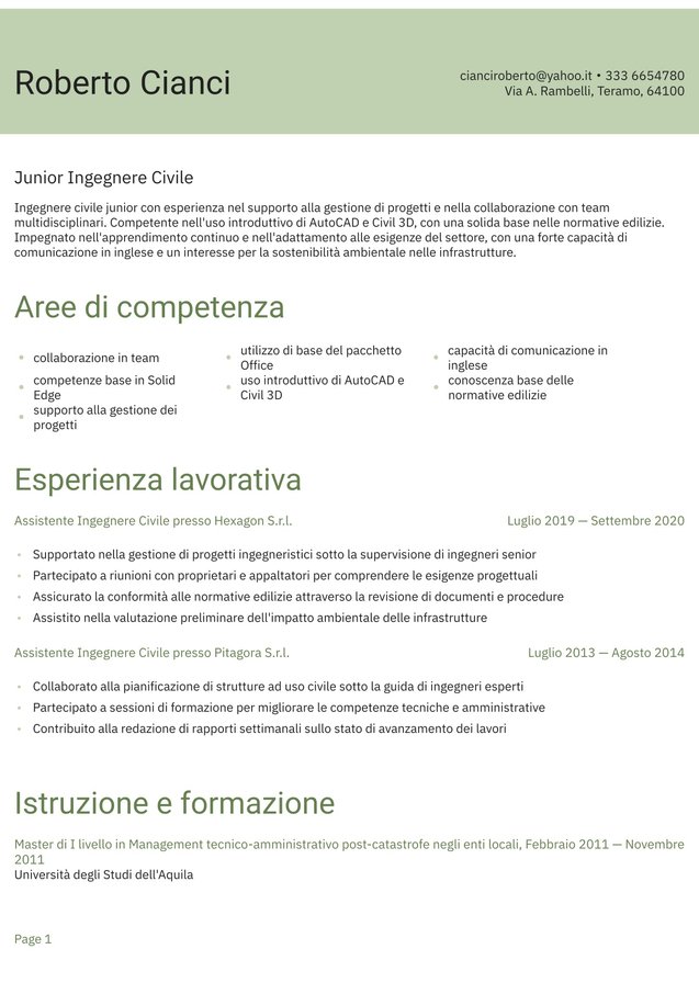 Esperienza minima o nulla ingegnere civile Translation missing: it.examples.cover_letter_example