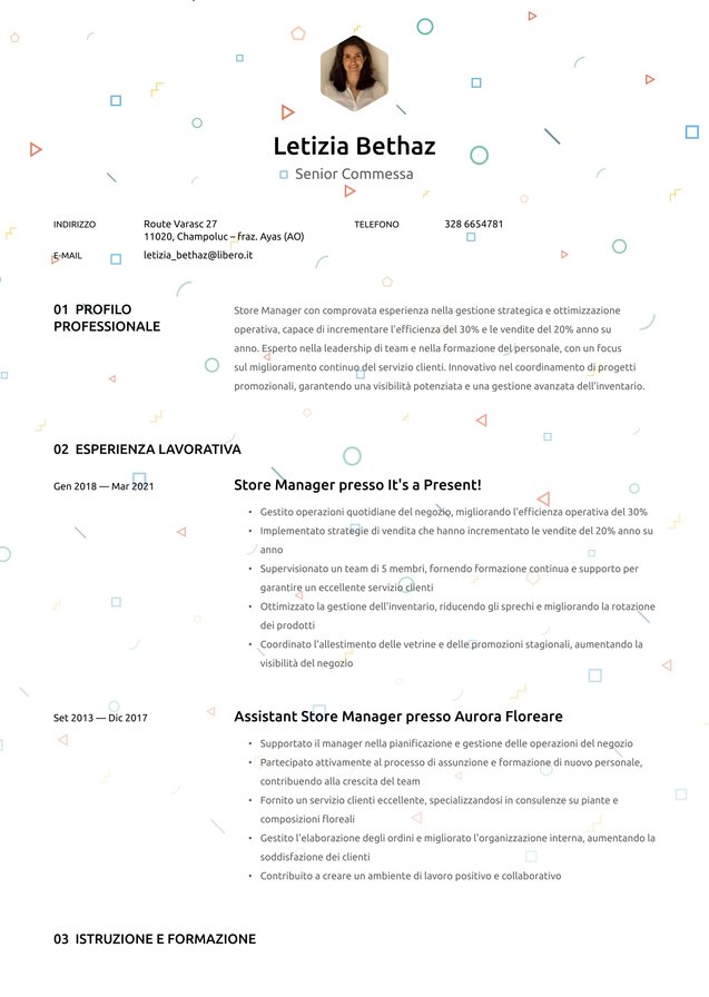 Esperienza avanzata commessa Translation missing: it.examples.cover_letter_example