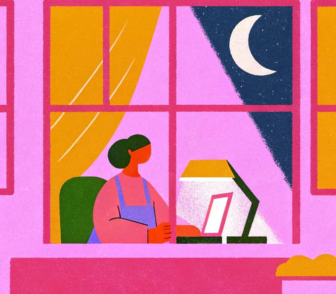 individual working through the night