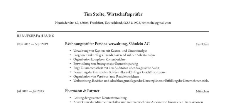 Erstelle meinen Lebenslauf