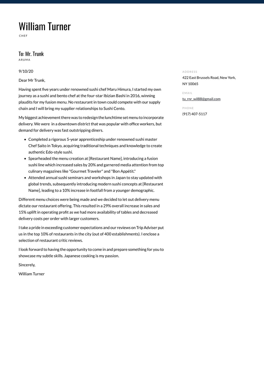 Chef Cover Letter Description - Product Review (840 x 1187 Pixel)