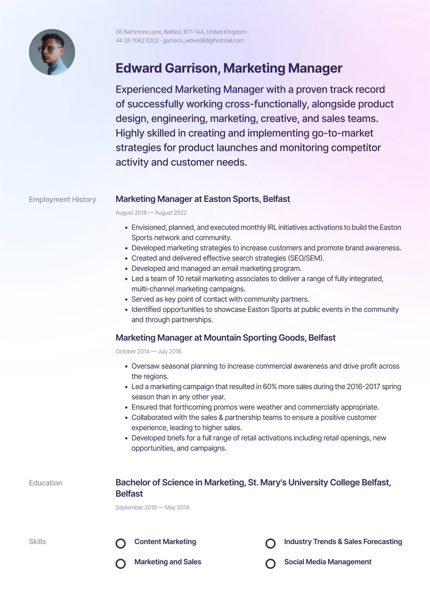 Marketing Manager CV Examples & Writing tips 2022 (Free Guide)