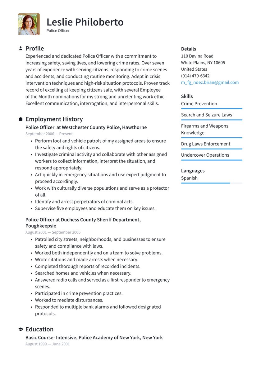 Police Officer Resume Examples & Writing tips 2022 (Free Guide)