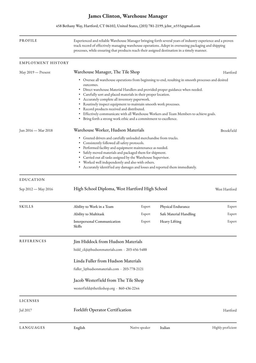 Warehouse Manager Resume Examples & Writing tips 2023 (Free Guide)