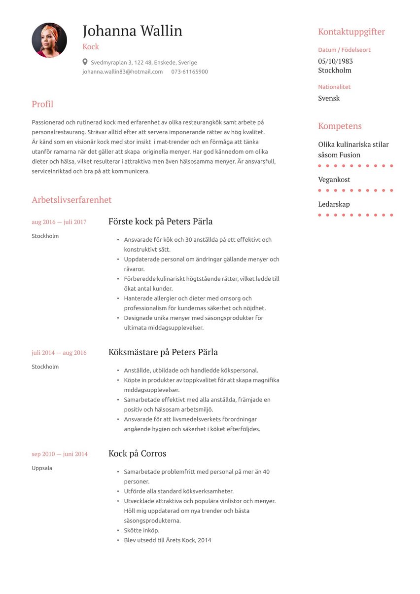 Barcelona resume template