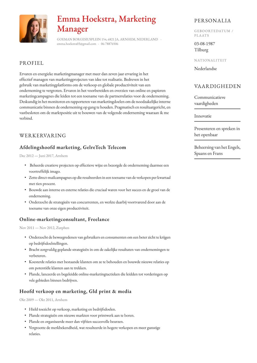 Parijs resume template