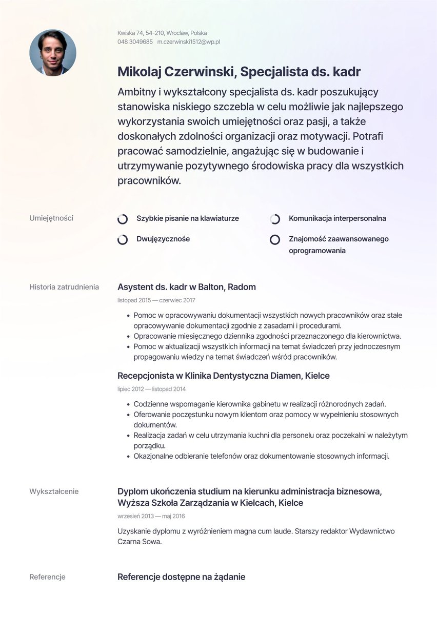Moskwa resume template