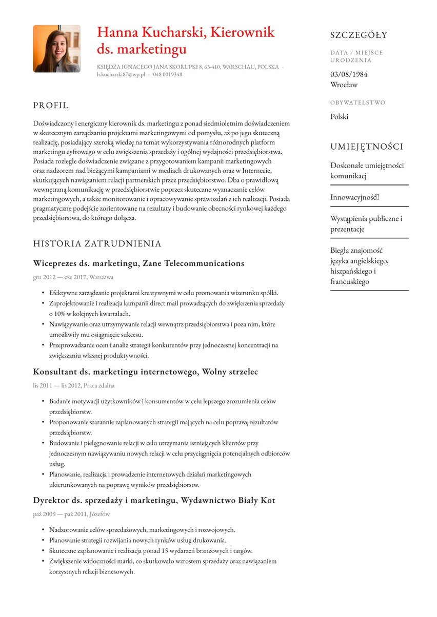 Paryż resume template