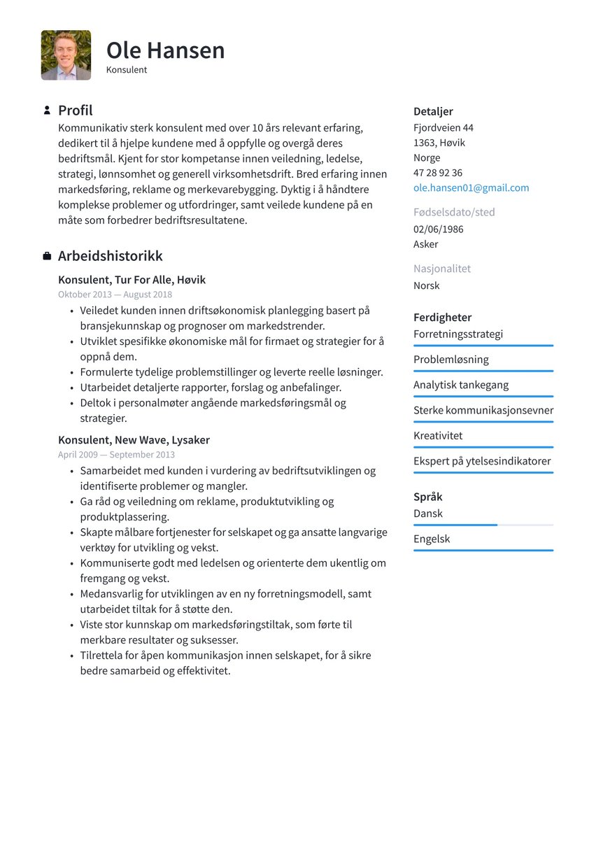Stockholm resume template