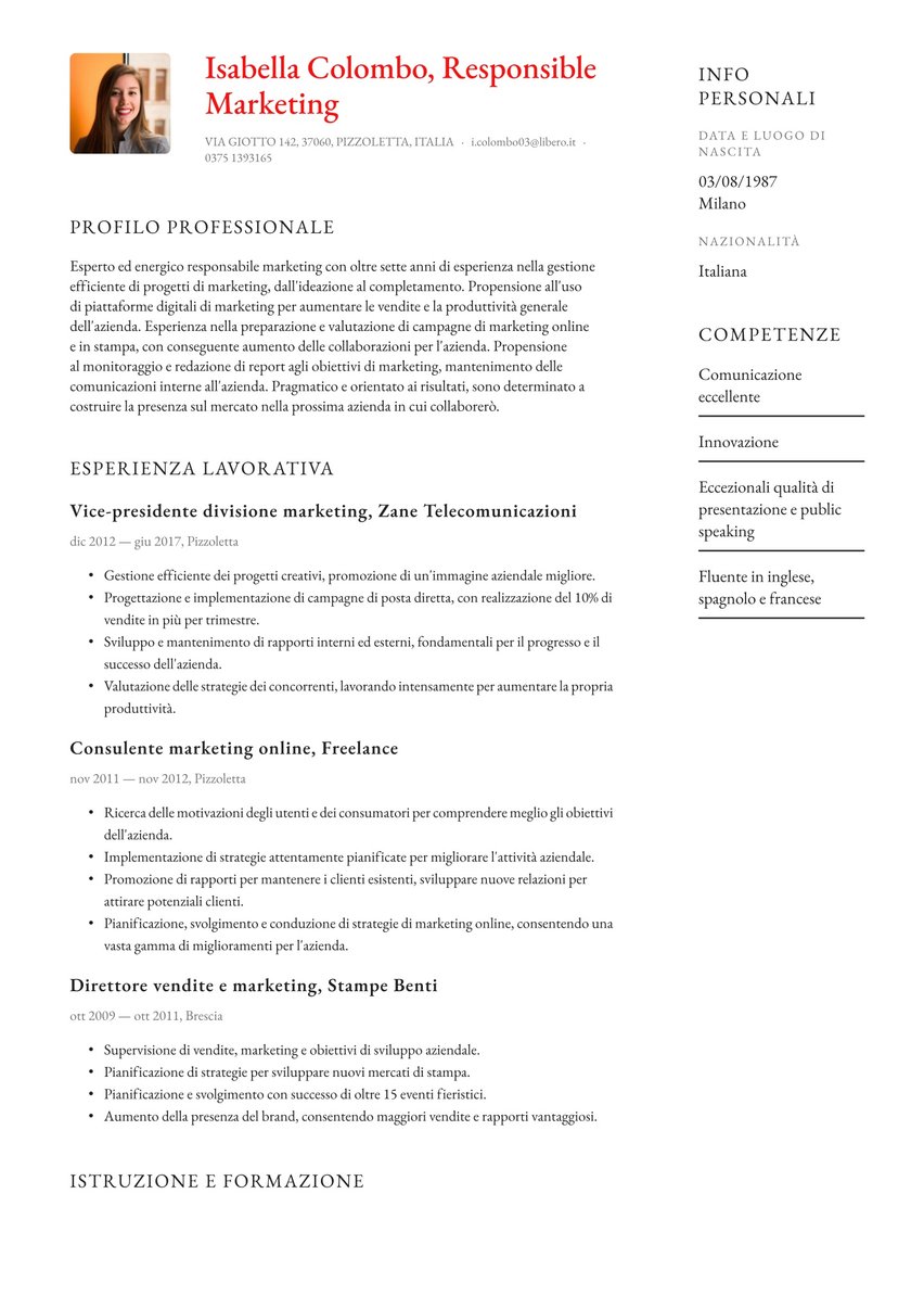 Parigi resume template