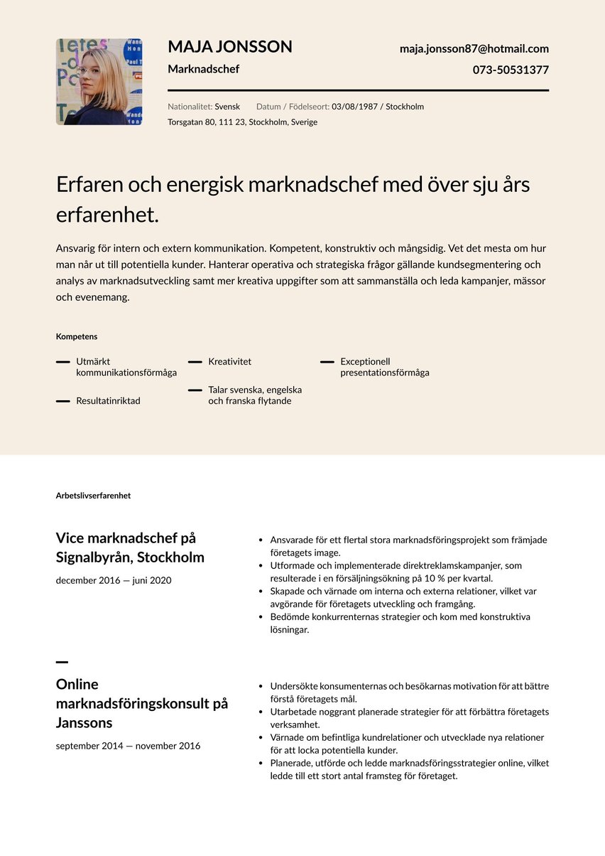 Köpenhamn resume template