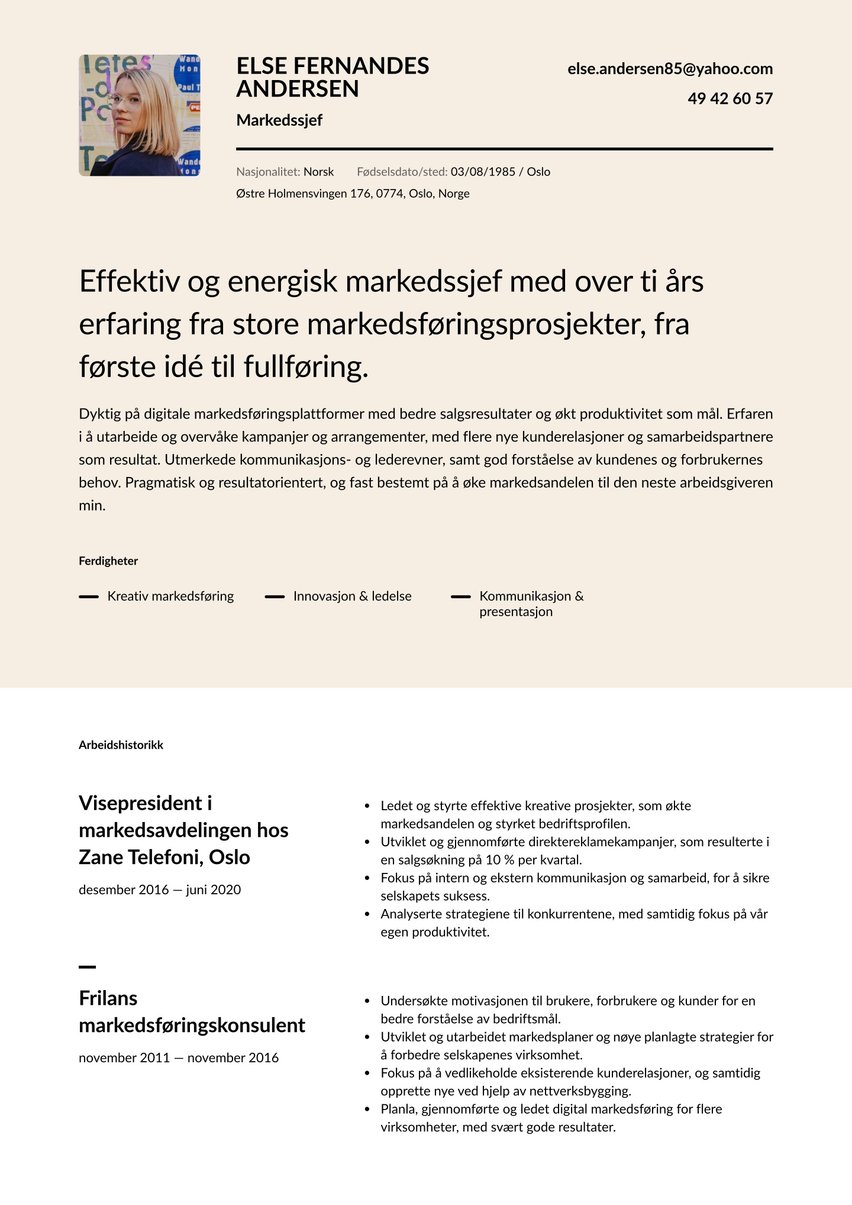 Copenhagen resume template