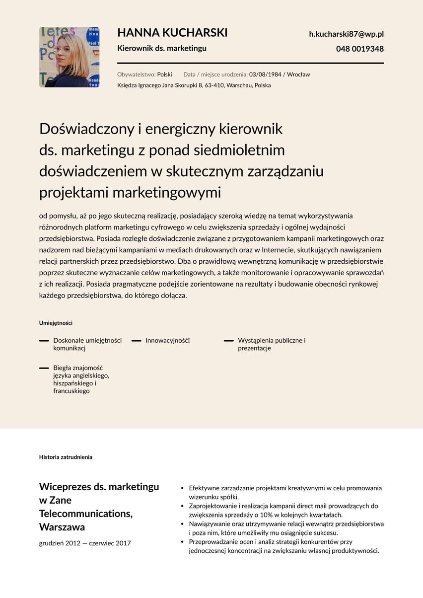 Kopenhaga resume template