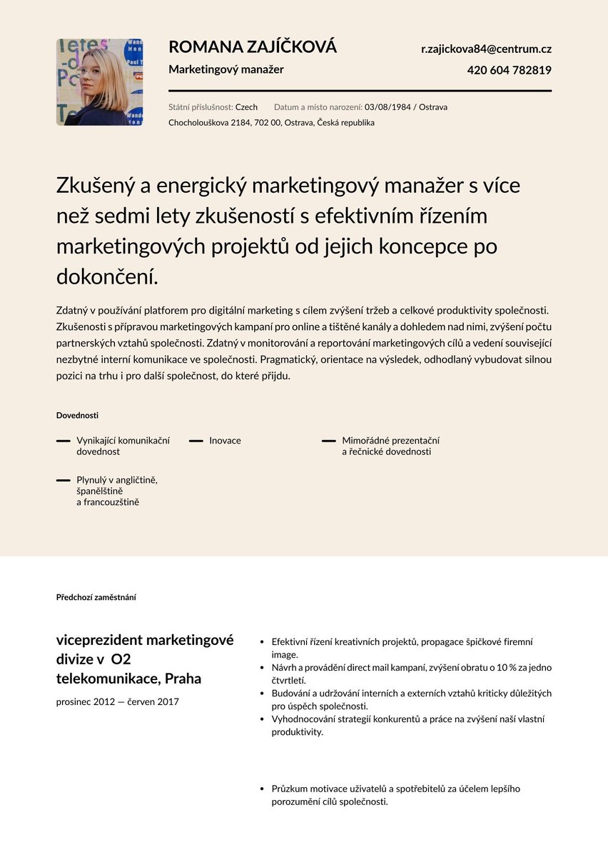 Kodaň resume template