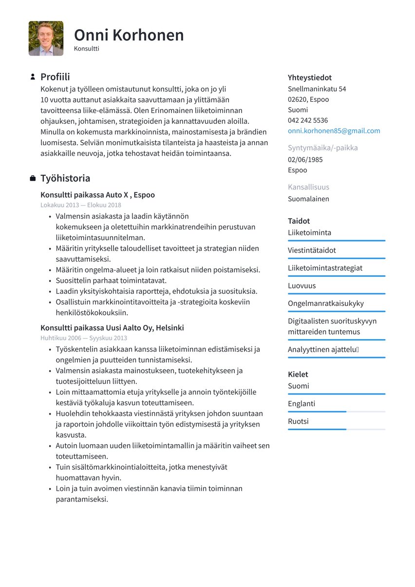 Stockholm resume template