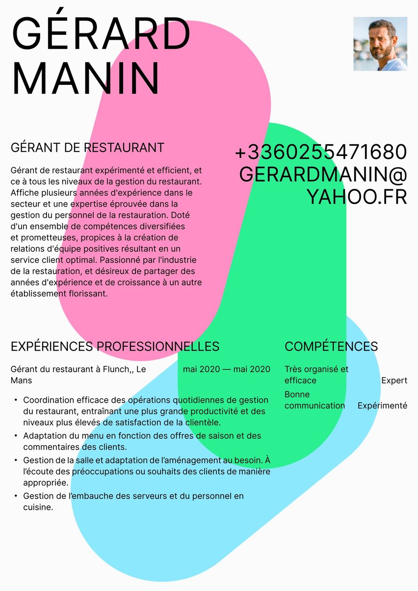 Le Cap resume template