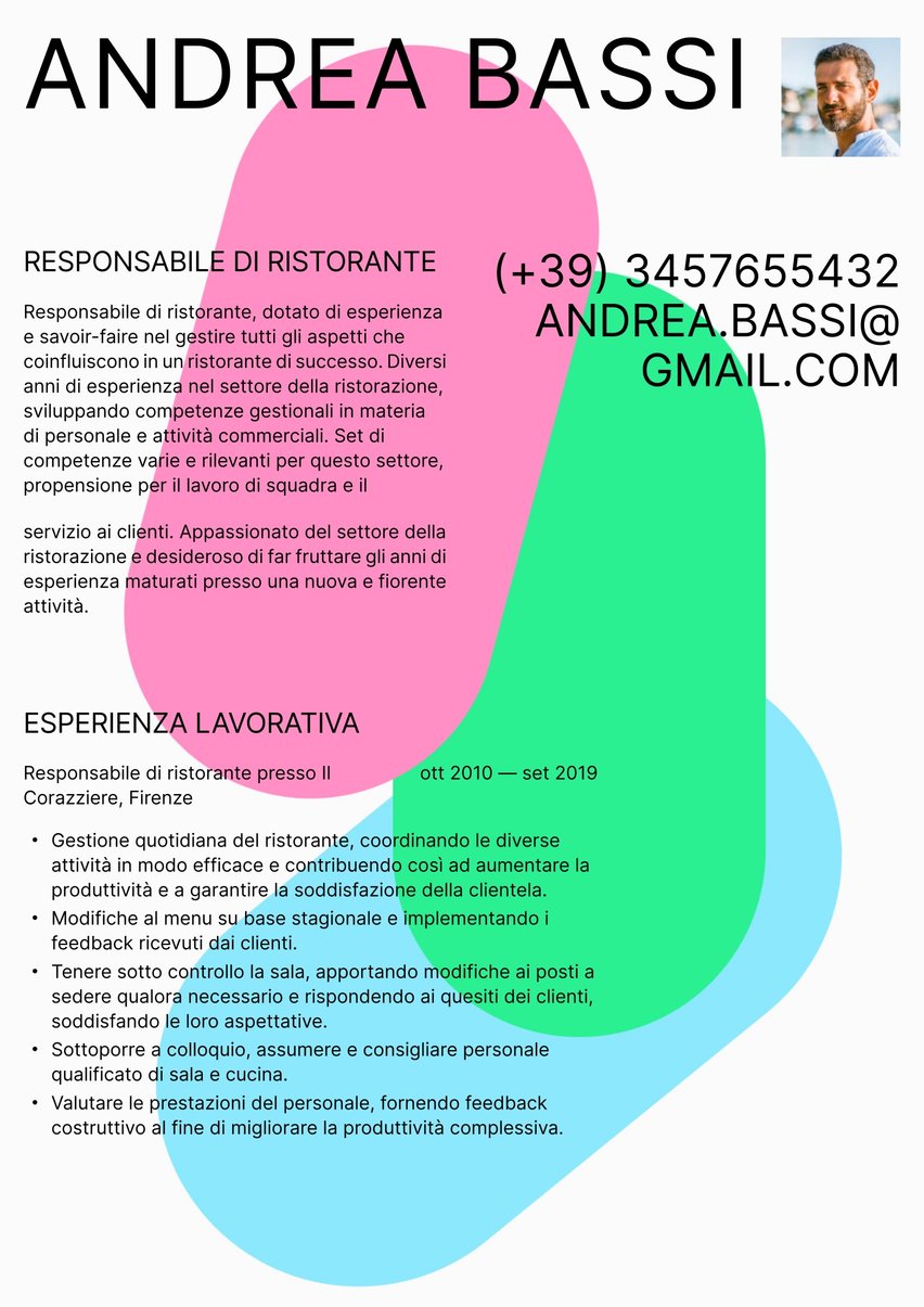 Città del Capo resume template