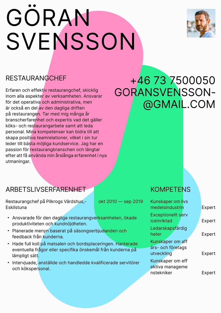 Kapstaden resume template